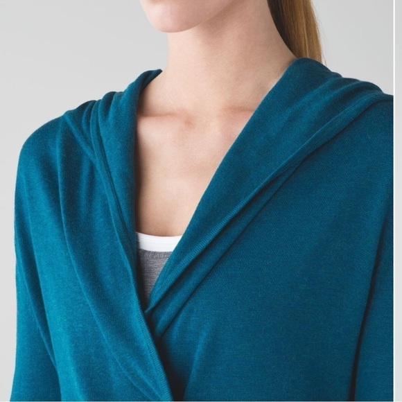 Lululemon Sun Savasana Wrap Cashmere Blend Sweater Heathered Teal - Size 6 - Picture 6 of 12